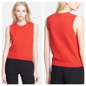 Theory Red Sleeveless Knit Top